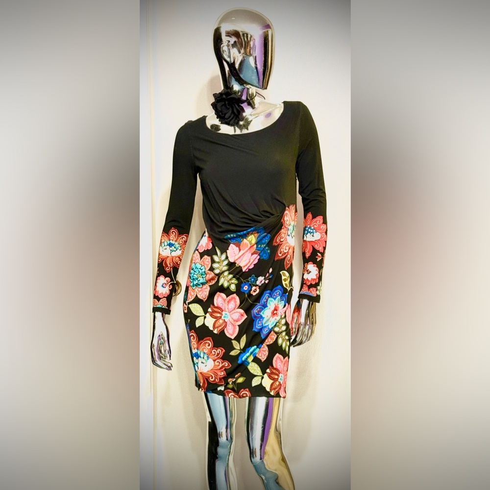 Spring Special🌷Desigual Black Dress w/Vibrant Floral Pattern